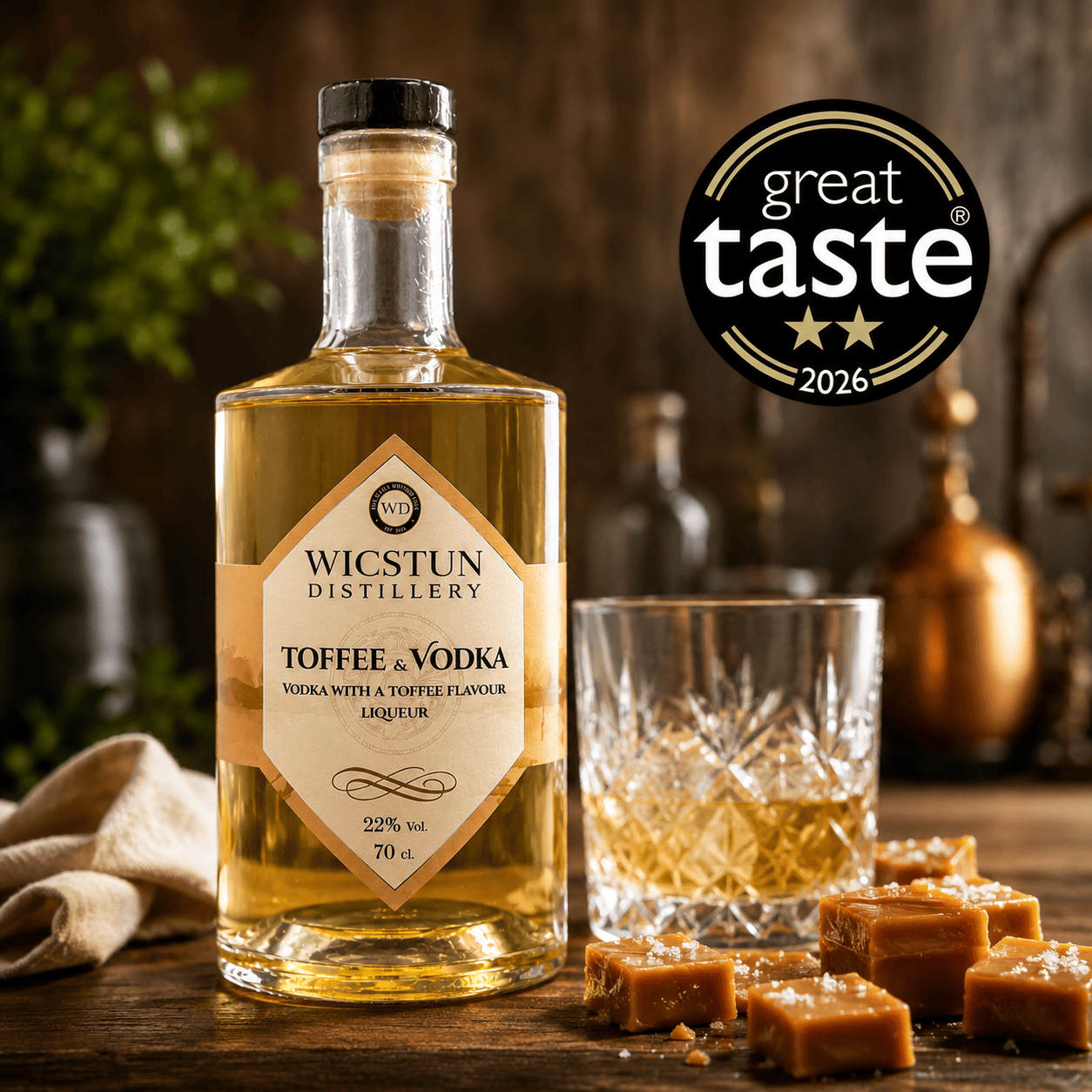 Toffee Vodka Liqueur with salted caramel