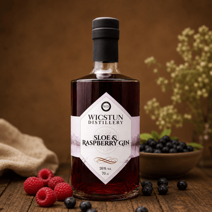 Sloe Gin Liqueur with raspberries