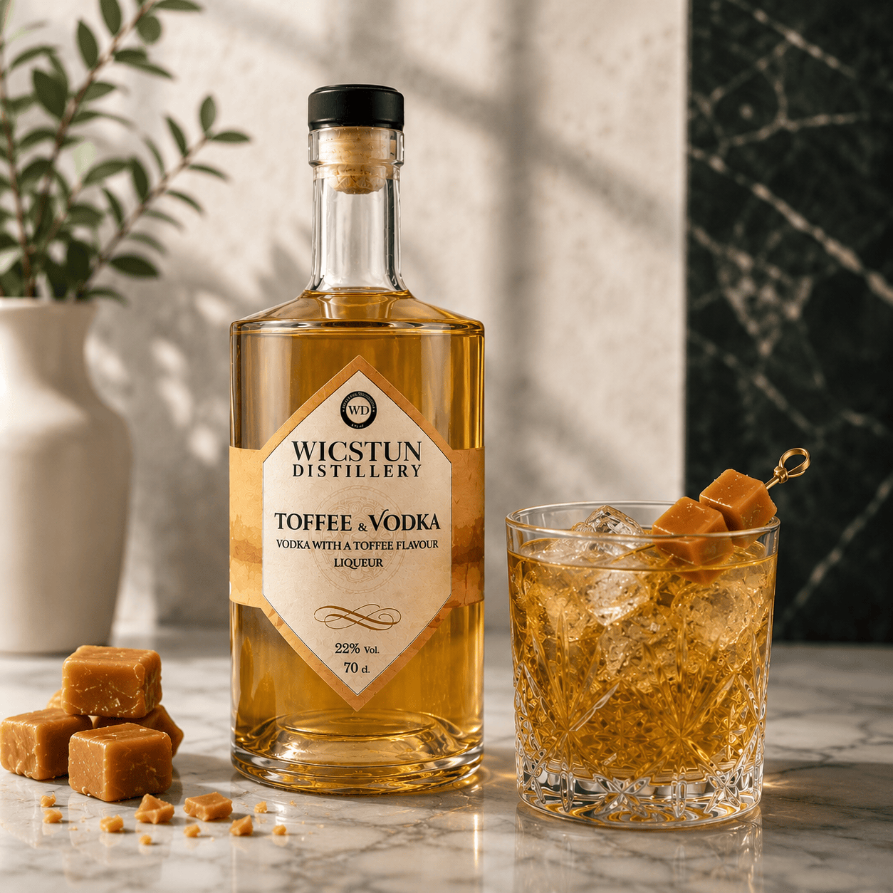 Toffee Vodka Liqueur with salted caramel